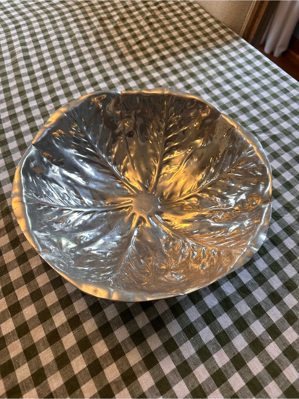 Silver cabbage Leaf-Textured Decorative Bowl